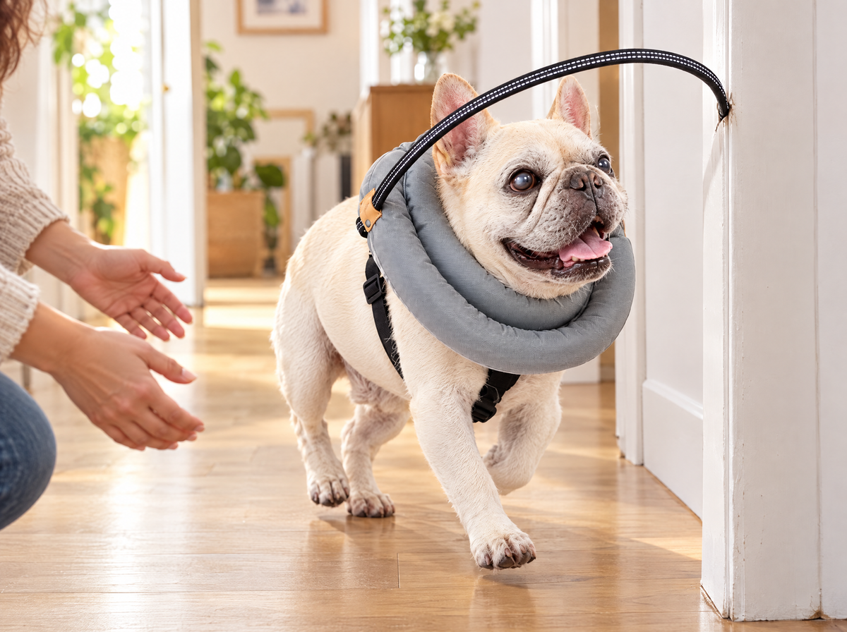 Perro con el collar Halo DogCare caminando seguro